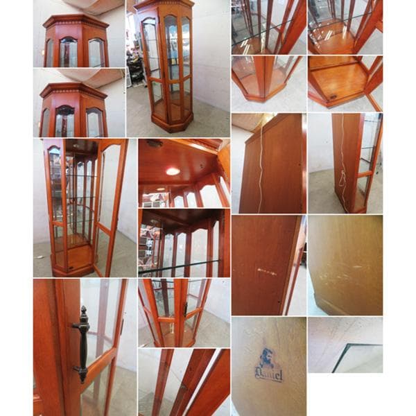 美品■最高級国産家具■横浜ダニエル■62.4万■樺桜材■キュリオケース■照明付き