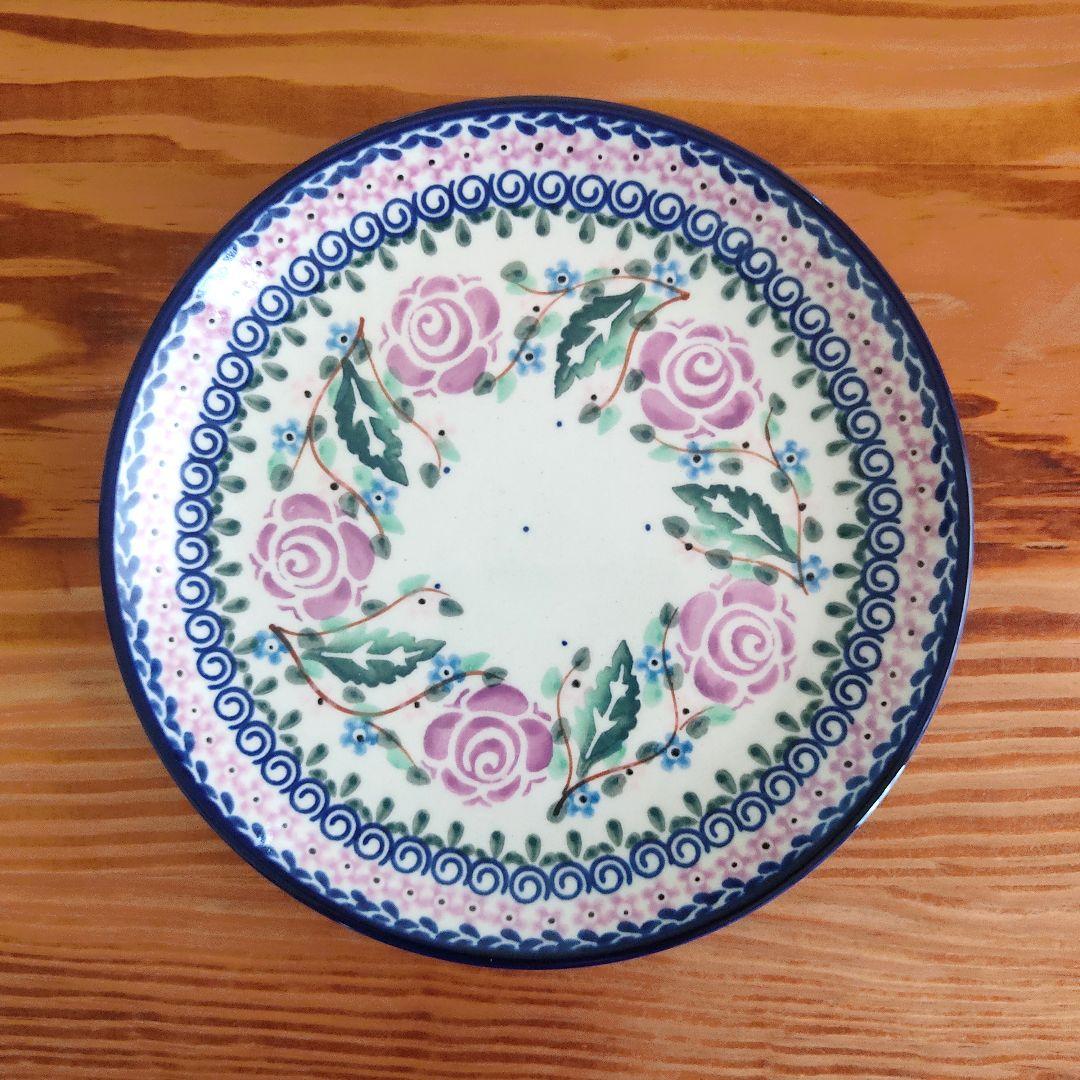 新品　紫のバラ模様　プレート　サイズ違い2枚　ポーランド食器　ツェラミカミレナ社