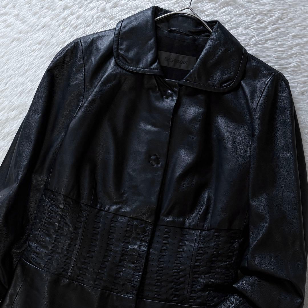 【極美品】スポーツマックス Max Mara ペプラム レザージャケット 短丈