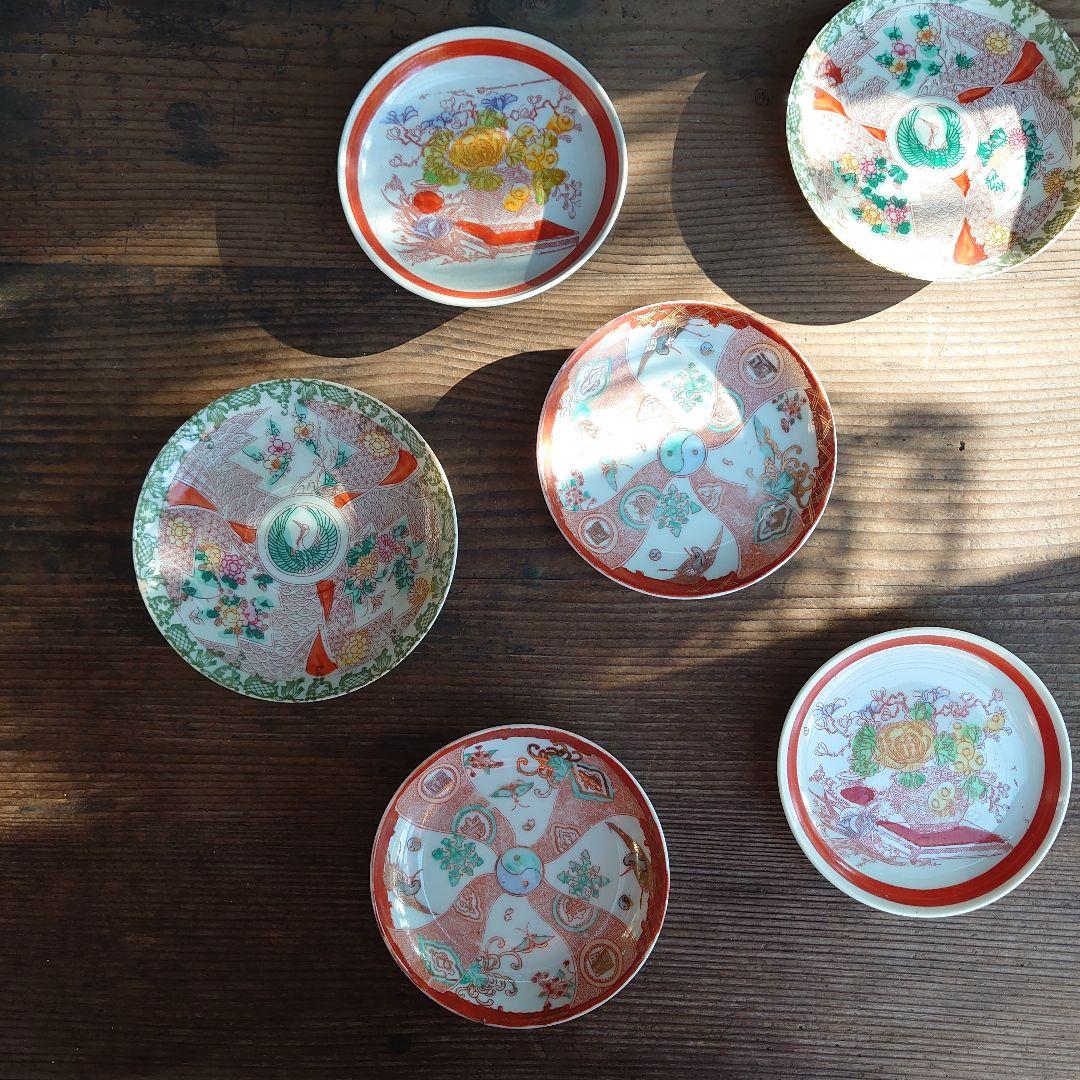 【ご成約】古伊万里 色絵金彩 花鳥図 花縁 5寸なます皿と骨董の器 おまとめ