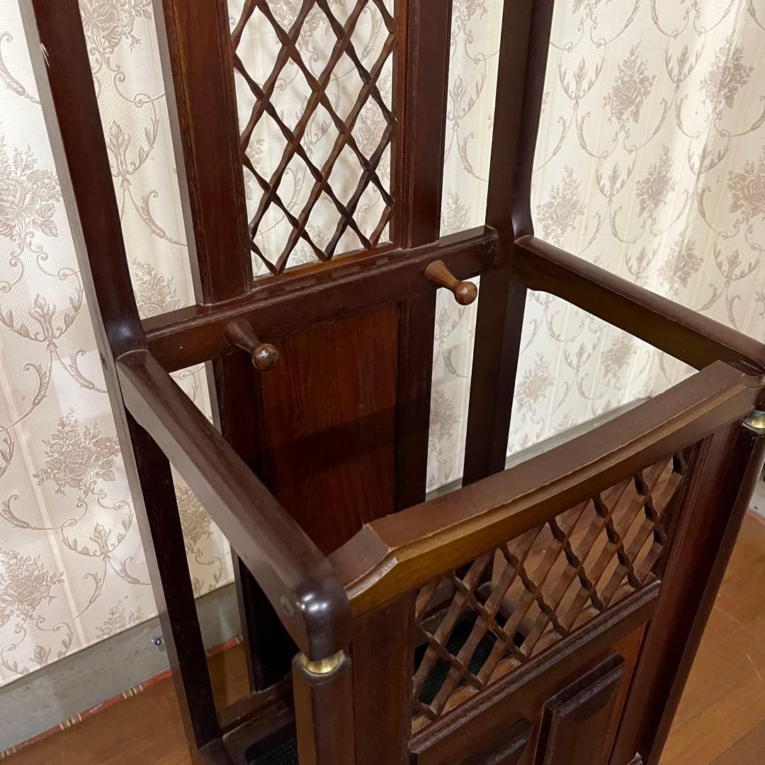 【アンティーク】KOIZUMI 木製 傘立て付き スタンドミラー ハンガーラック