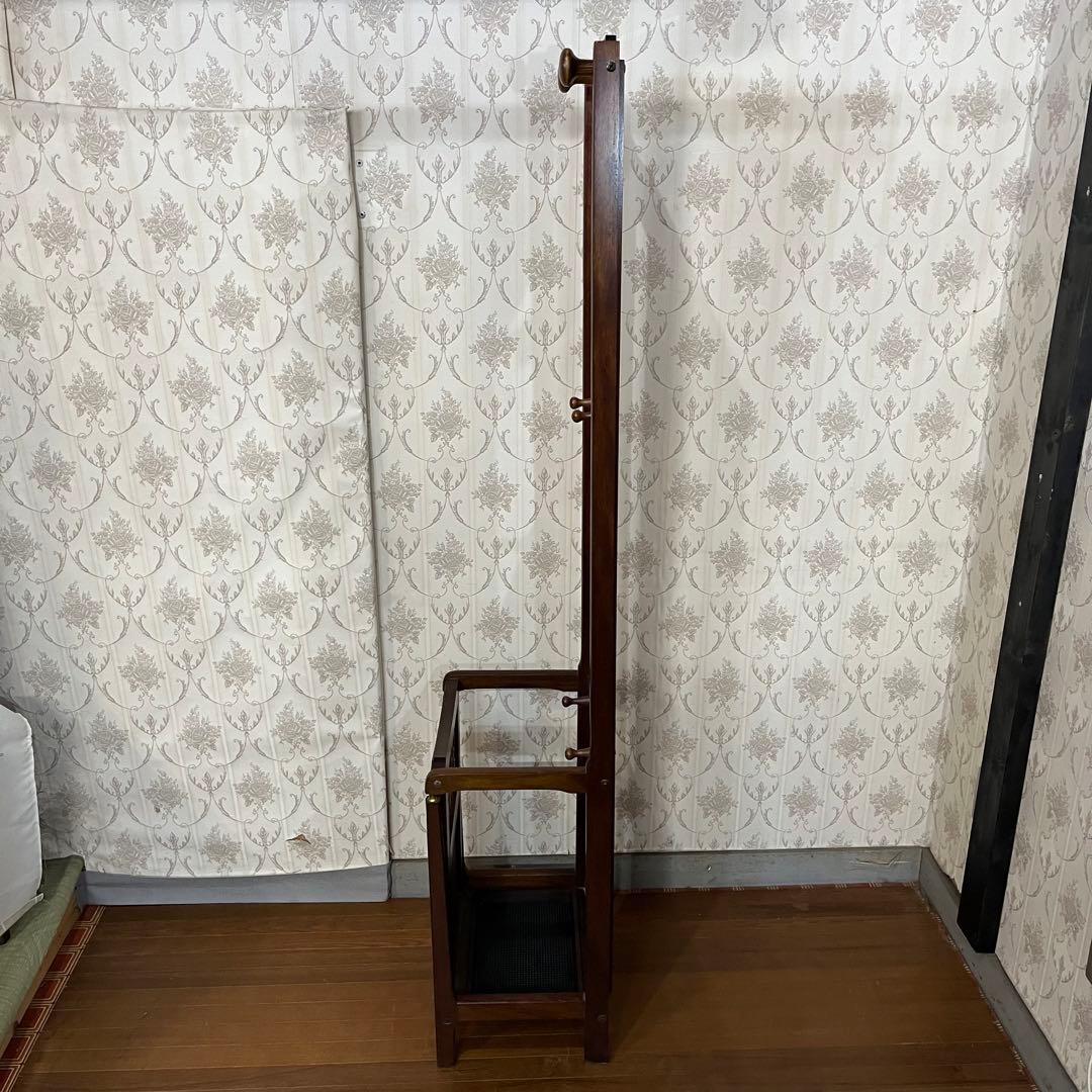 【アンティーク】KOIZUMI 木製 傘立て付き スタンドミラー ハンガーラック