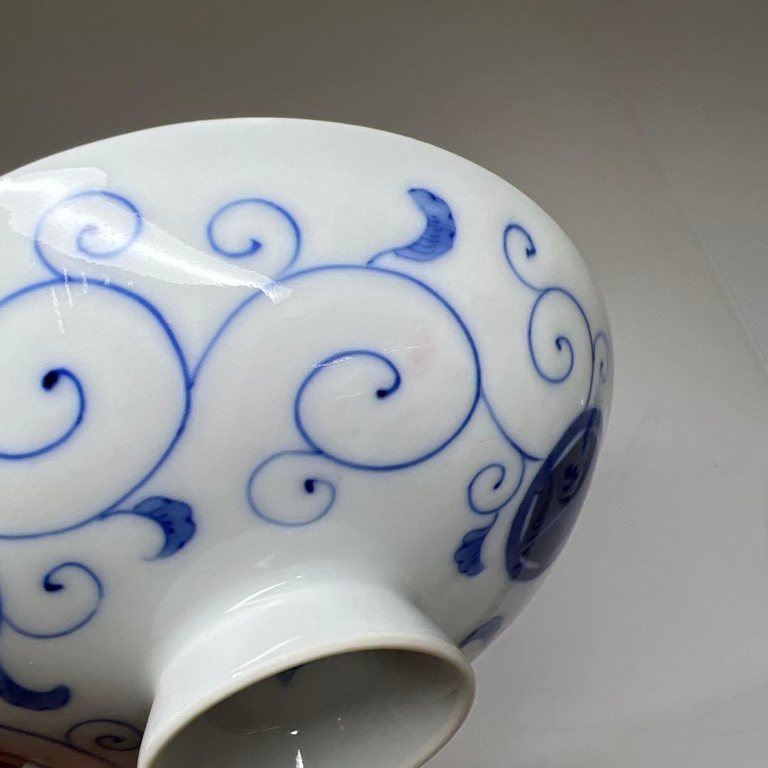 時代　深川製　染付三ツ盃　木箱付　直径11.6/9.6/7.9㎝