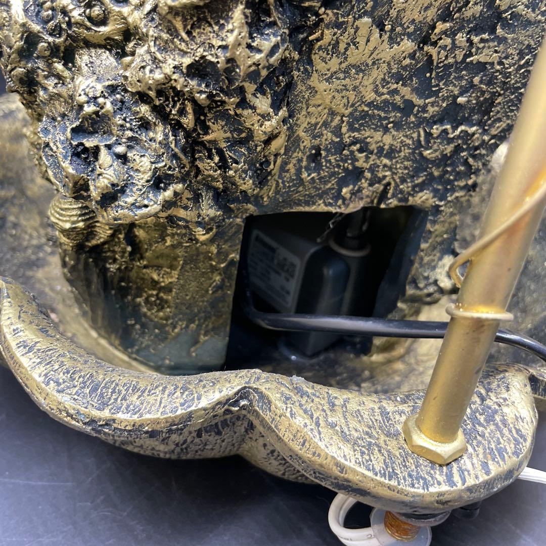 大型66cm 人魚とイルカのアンティークランプ　噴水　ブロンズ　ゴールド