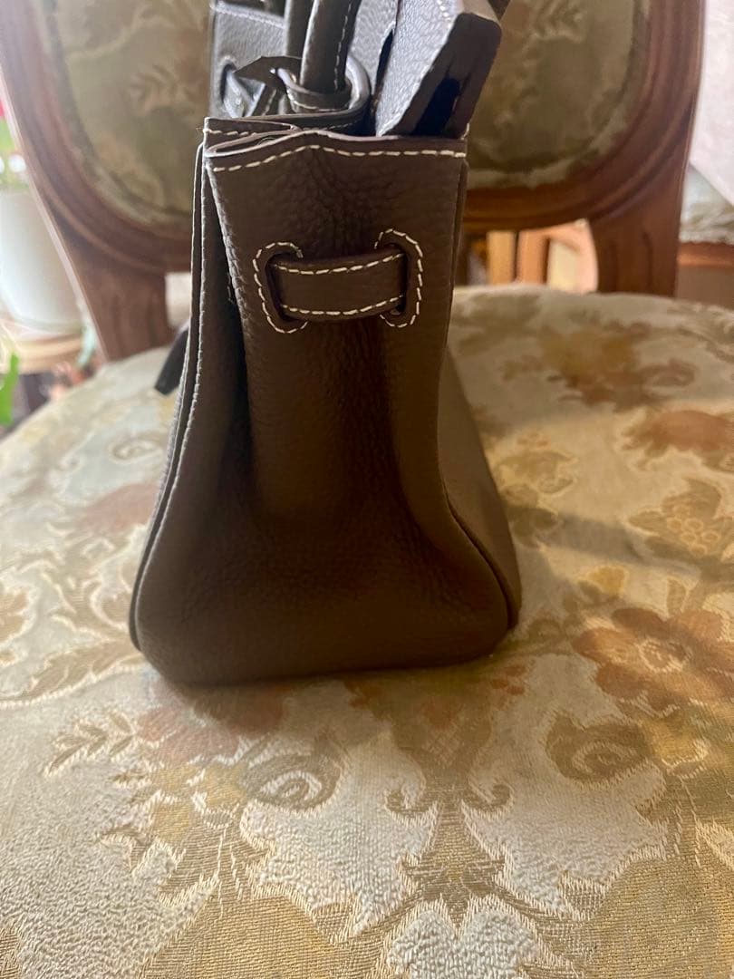 ブラウンレザー ハンドバッグ　バーキン25風　本革