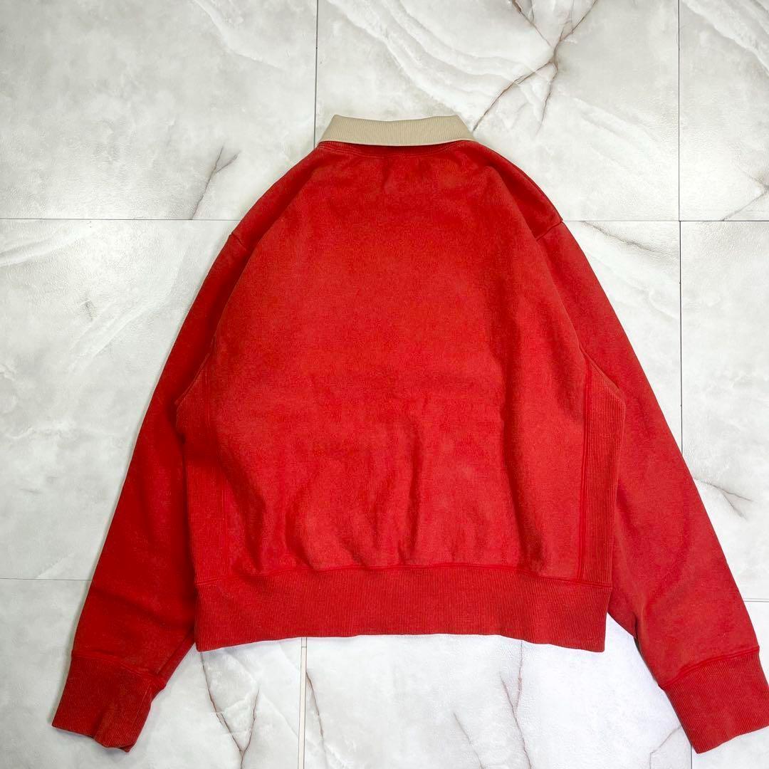 6 ROKU カラースウェットプルオーバー レッド 襟付き サイズFREE
