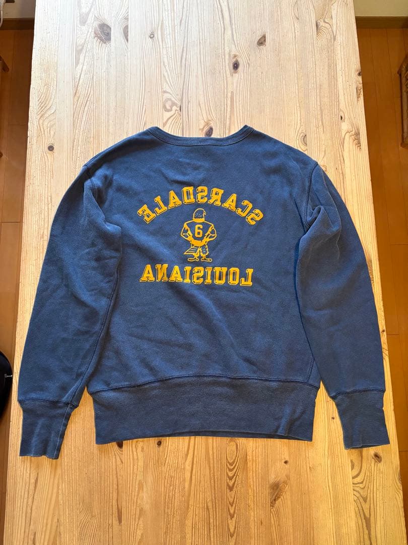 ランタグ　復刻　ビンテージ　スウェット　両面プリント　カラーフロッキー　貫通