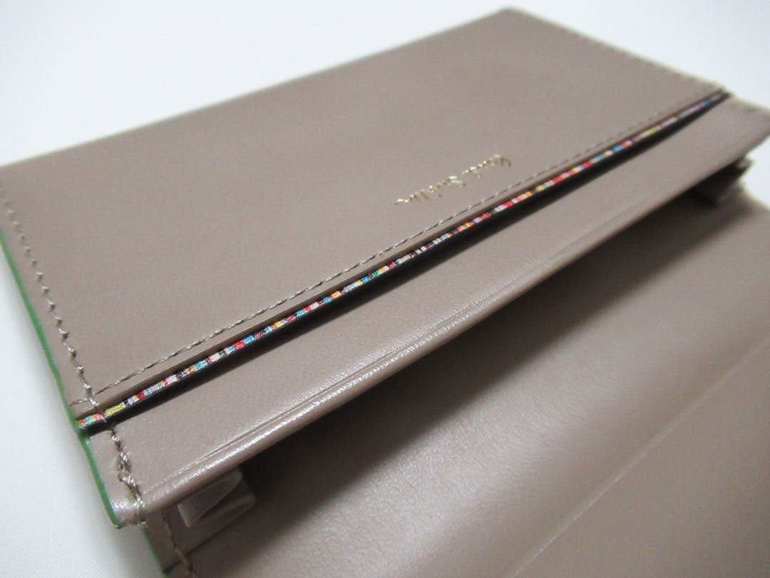 ポールスミス 新品！カラーエッジ牛革名刺入れ カードケース グレー