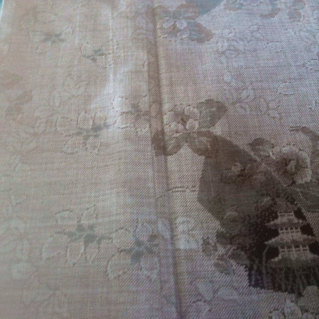 ★本場大島紬9マルキ泥染　焦げ茶に扇と花模様の高級大島　丈160裄64　最安値