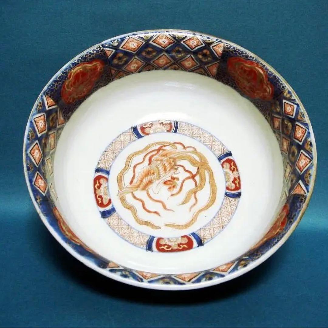 216『色絵金彩 鳳凰 龍 花唐草 鉢』　/骨董品 古美術 古玩 アンティーク