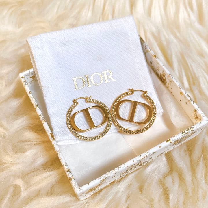 【美品】希少 Dior ディオール ピアス ゴールド ロゴ 箱セット プレゼント
