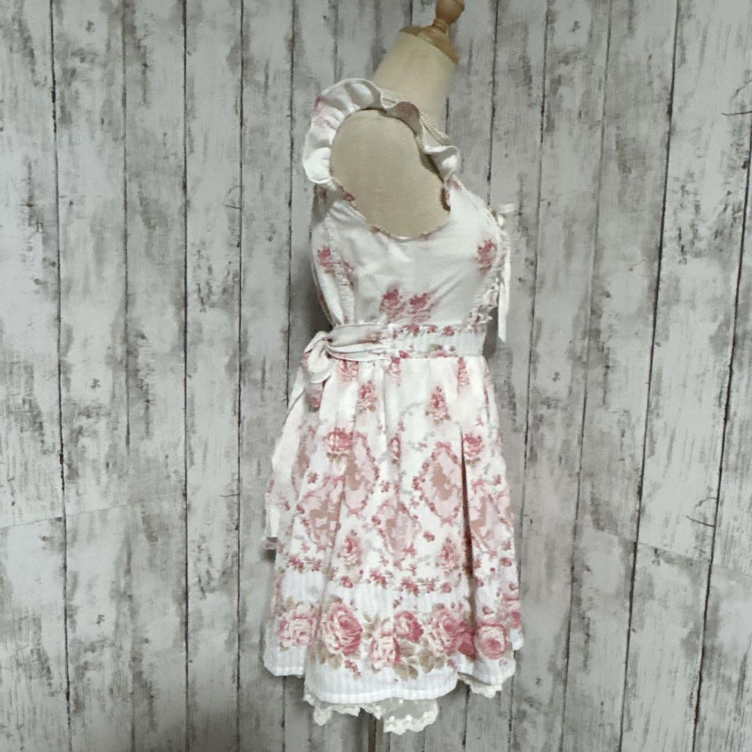 極美品【リズリサ】ローズ柄レースアップワンピース ロリータ ゴスロリ 姫系 花柄