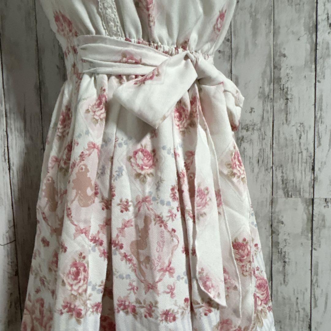 極美品【リズリサ】ローズ柄レースアップワンピース ロリータ ゴスロリ 姫系 花柄