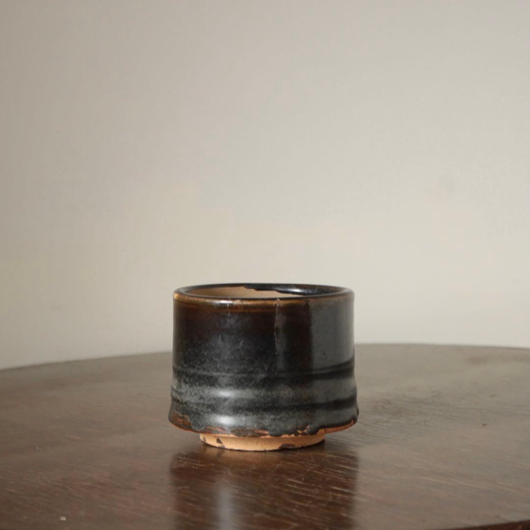 壺屋 褐釉 火入 筒茶碗 古美術 古道具 アンティーク 壺屋焼