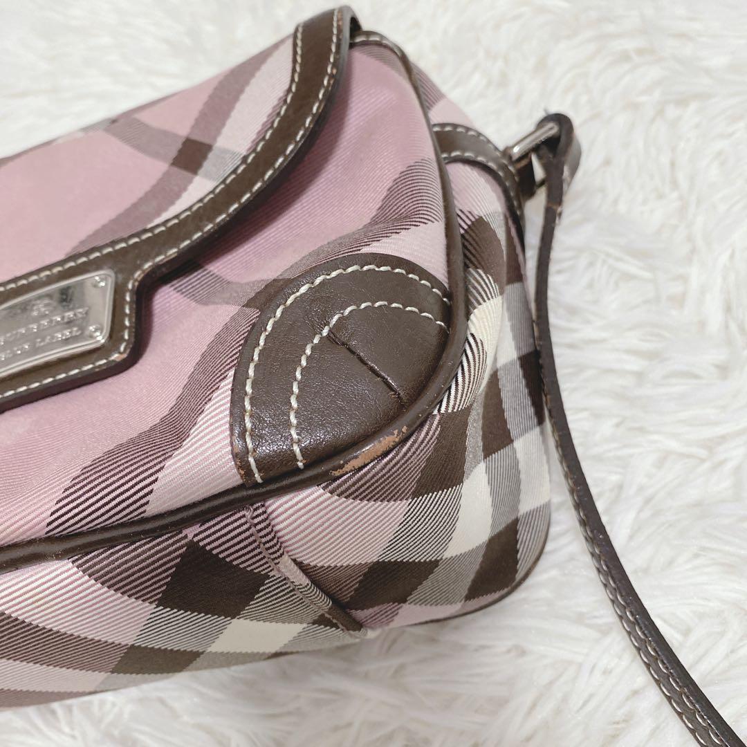 希少 美品 バーバリーブルーレーベル メガノバチェック ショルダーバッグ ピンク
