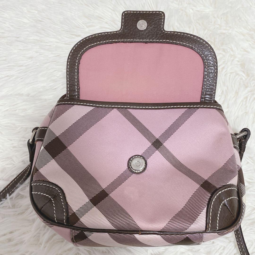 希少 美品 バーバリーブルーレーベル メガノバチェック ショルダーバッグ ピンク