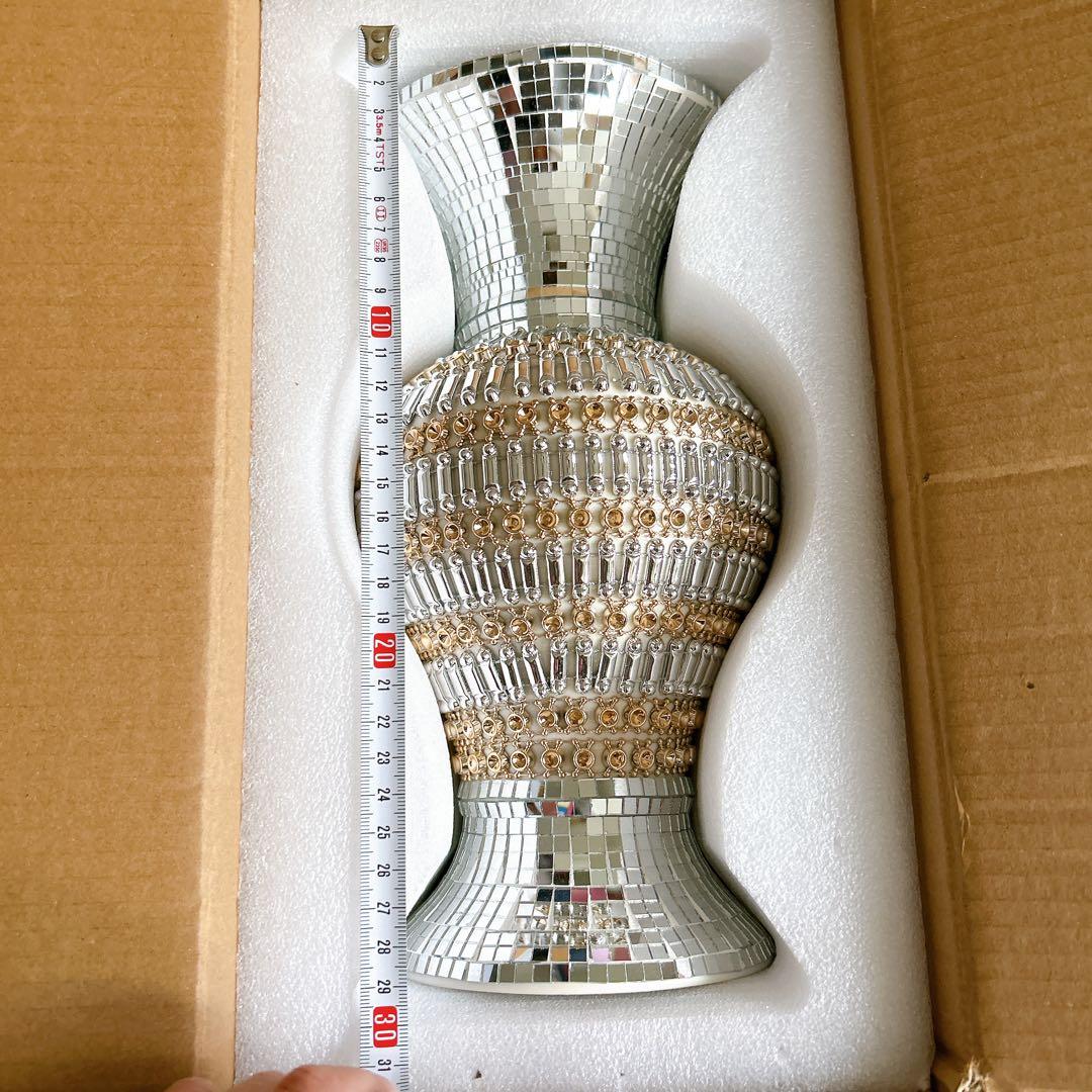 $ セラミック花瓶 ヴィンテージ シルバー 花瓶 室内装飾 装飾花瓶 30cm