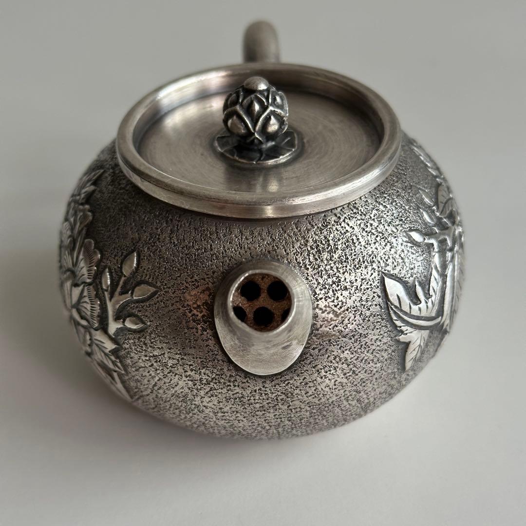 M*a様 銀製 茶器 茶道具 急須 足銀999 牡丹 金属工芸