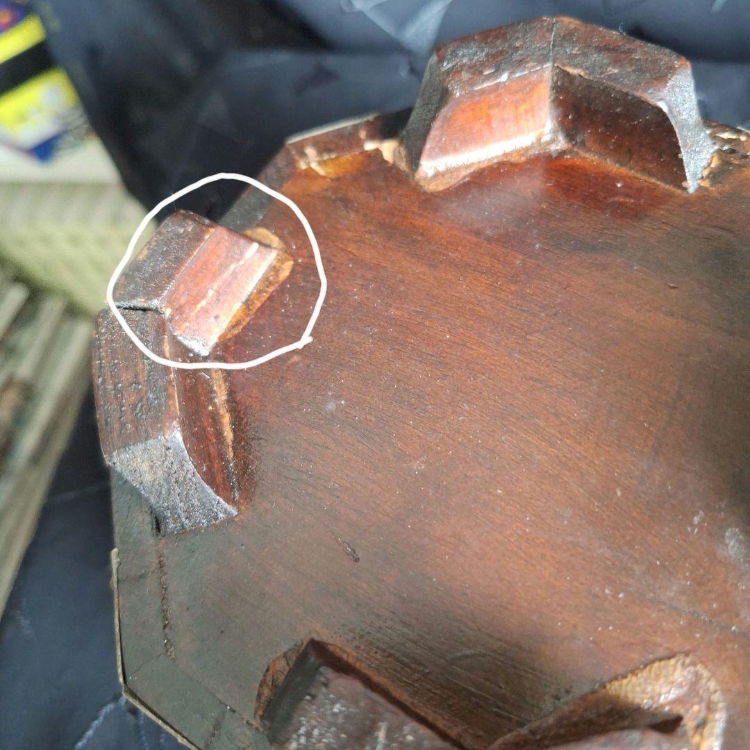 韓国　李朝家具　アンティーク　八角形ボックス 木製に金属の装飾　関貫つき