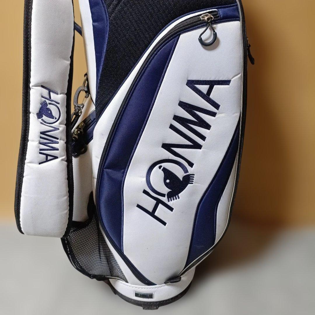美品 軽量HONMA キャディバッグ ホワイト・ネイビー