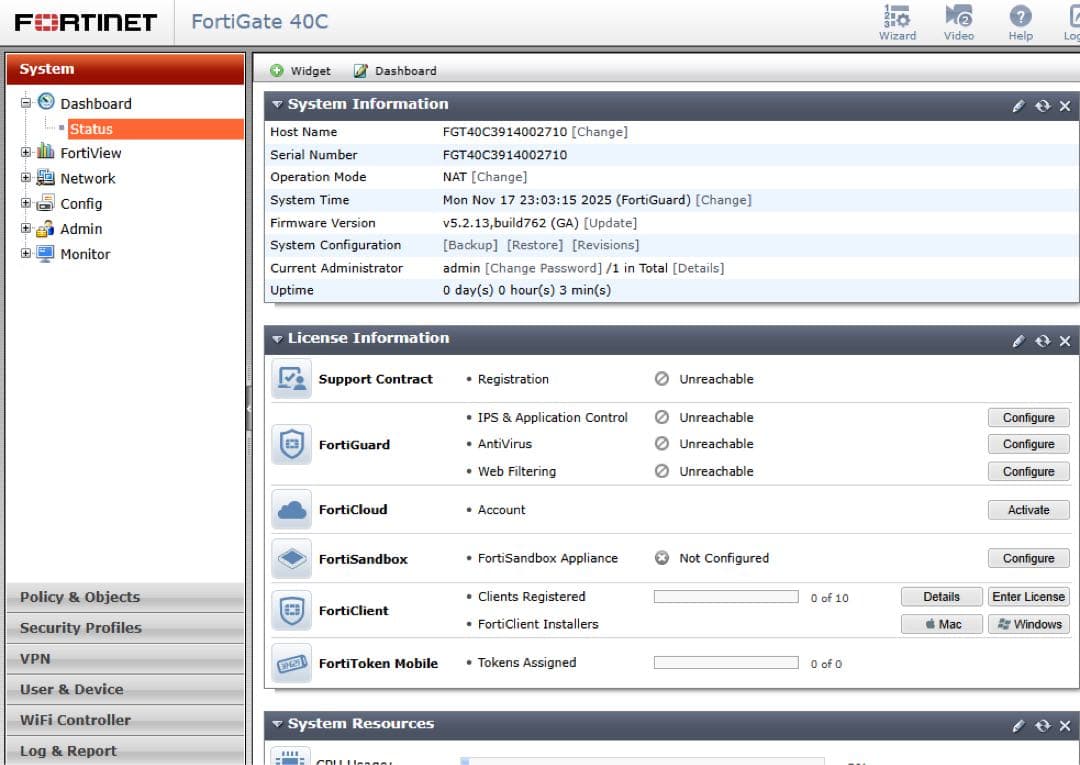 【ジャンク扱い】Fortigate 40C × 2台