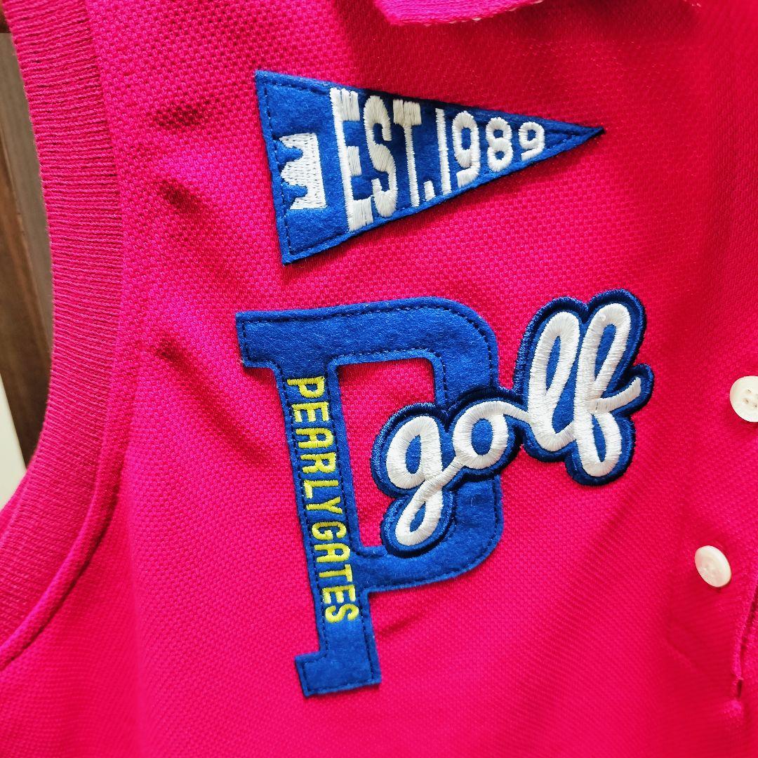 パーリーゲイツ　ノースリーブ　レディース　ピンク　ゴルフ　ワンピース ワッペン