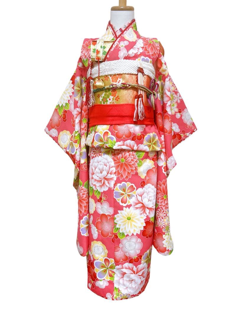 式部浪漫ブランド着物♡七五三　7歳　女の子　フルセット　一式　ピンク系　ゴールド
