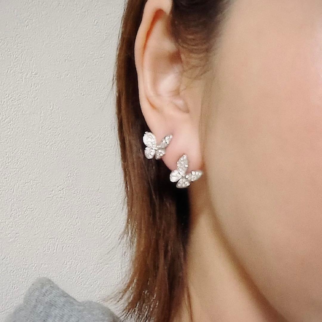 ダイヤモンド 0.2ct Pt900 バタフライ 蝶 ピアス