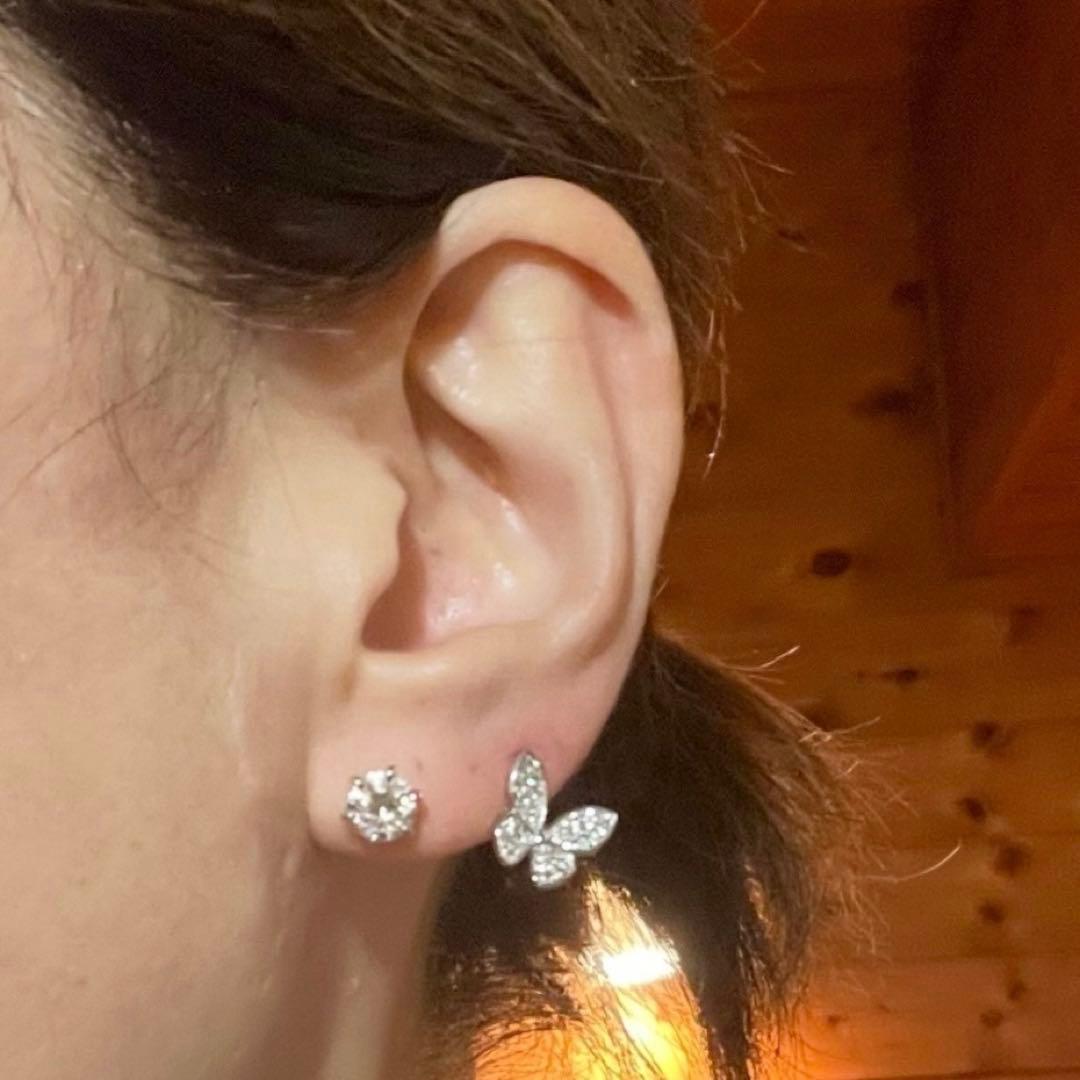 ダイヤモンド 0.2ct Pt900 バタフライ 蝶 ピアス