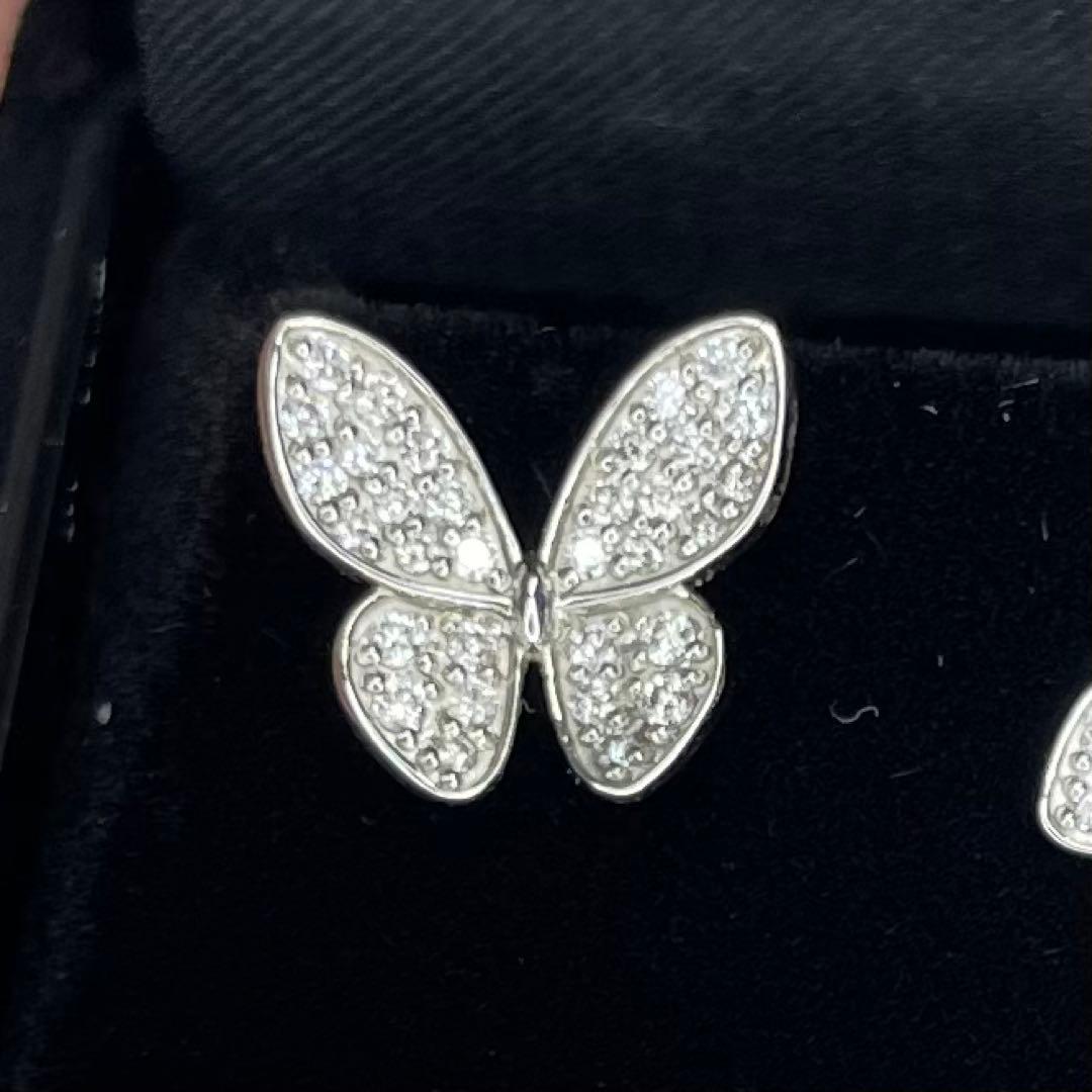ダイヤモンド 0.2ct Pt900 バタフライ 蝶 ピアス