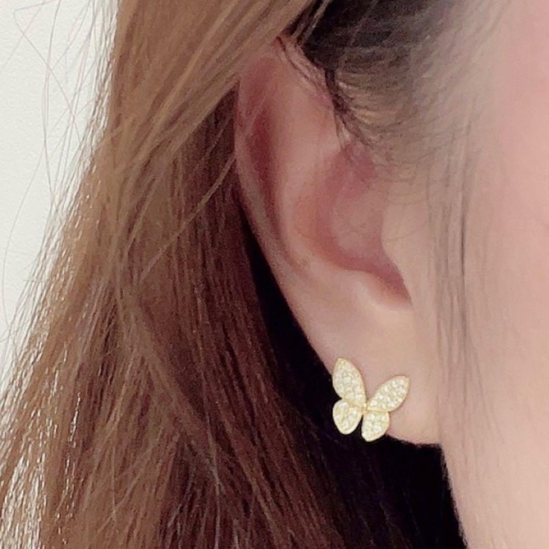 ダイヤモンド 0.2ct Pt900 バタフライ 蝶 ピアス