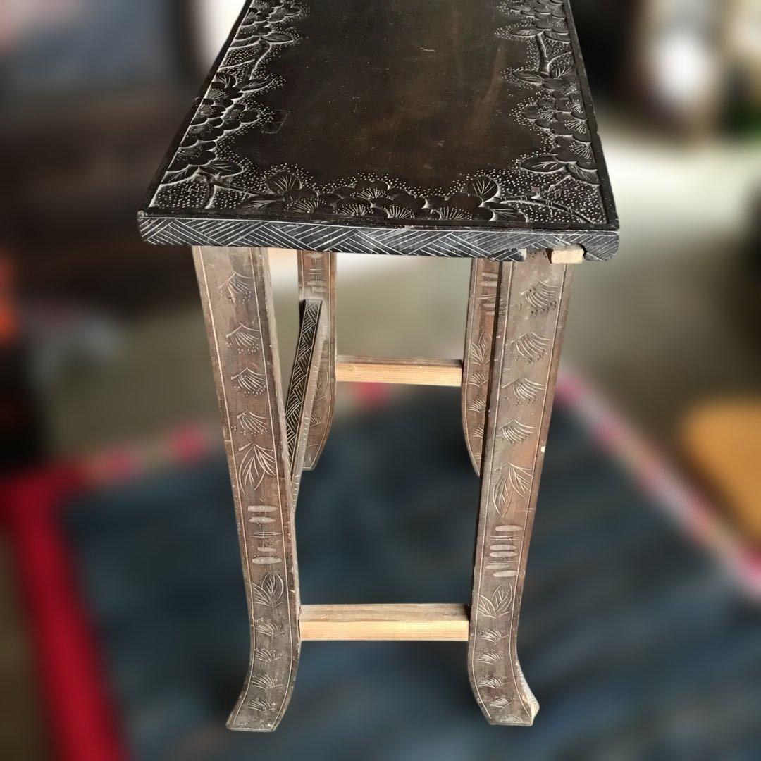 アンティーク軽井沢彫り　櫻　花台　収納　家具