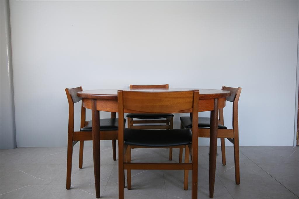 英国ヴィンテージチーク古木ダイニングチェア/椅子イス/モダン(92-259-1)