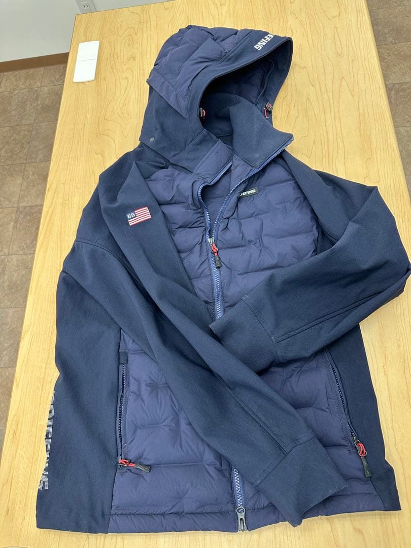 格安BRIEFING ハイブリッドダウンパーカーネイビー