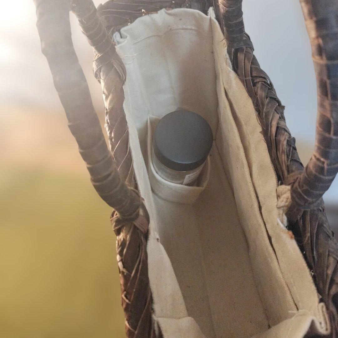 ゆ*ン様 胡桃の皮網代編み籠バック　中　約高さ23横30幅10