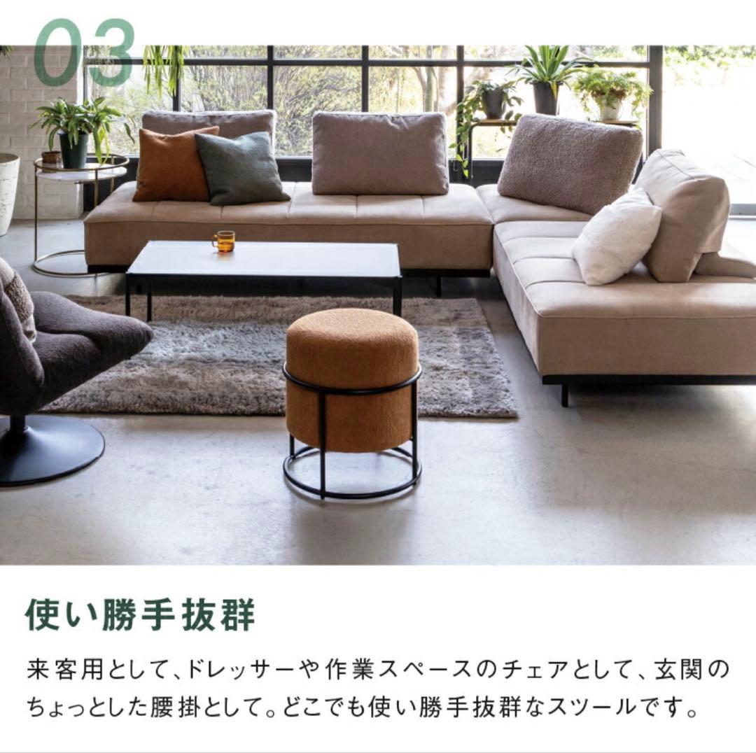 CAPPS 円形ファブリックオットマン・スツール グレー　幅45cm