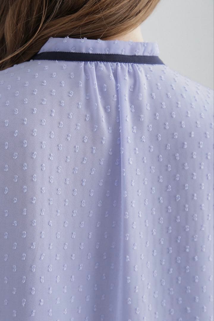 ピンキーアンドダイアン◆カットジャカードリボンブラウス ブルー 38