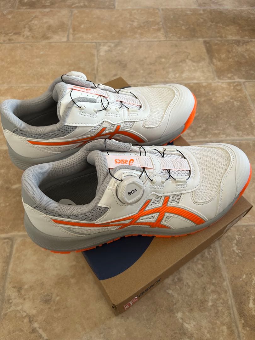 ASICS BOAシステム安全靴 ホワイト/オレンジ本日発送！