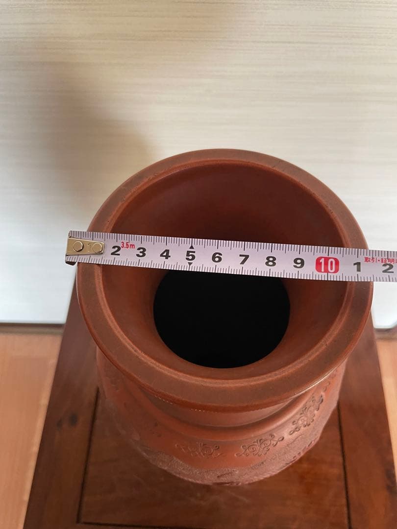 日本常滑 雲龍紋朱泥花瓶 名工細密 古道具時代物 美術品 古董品