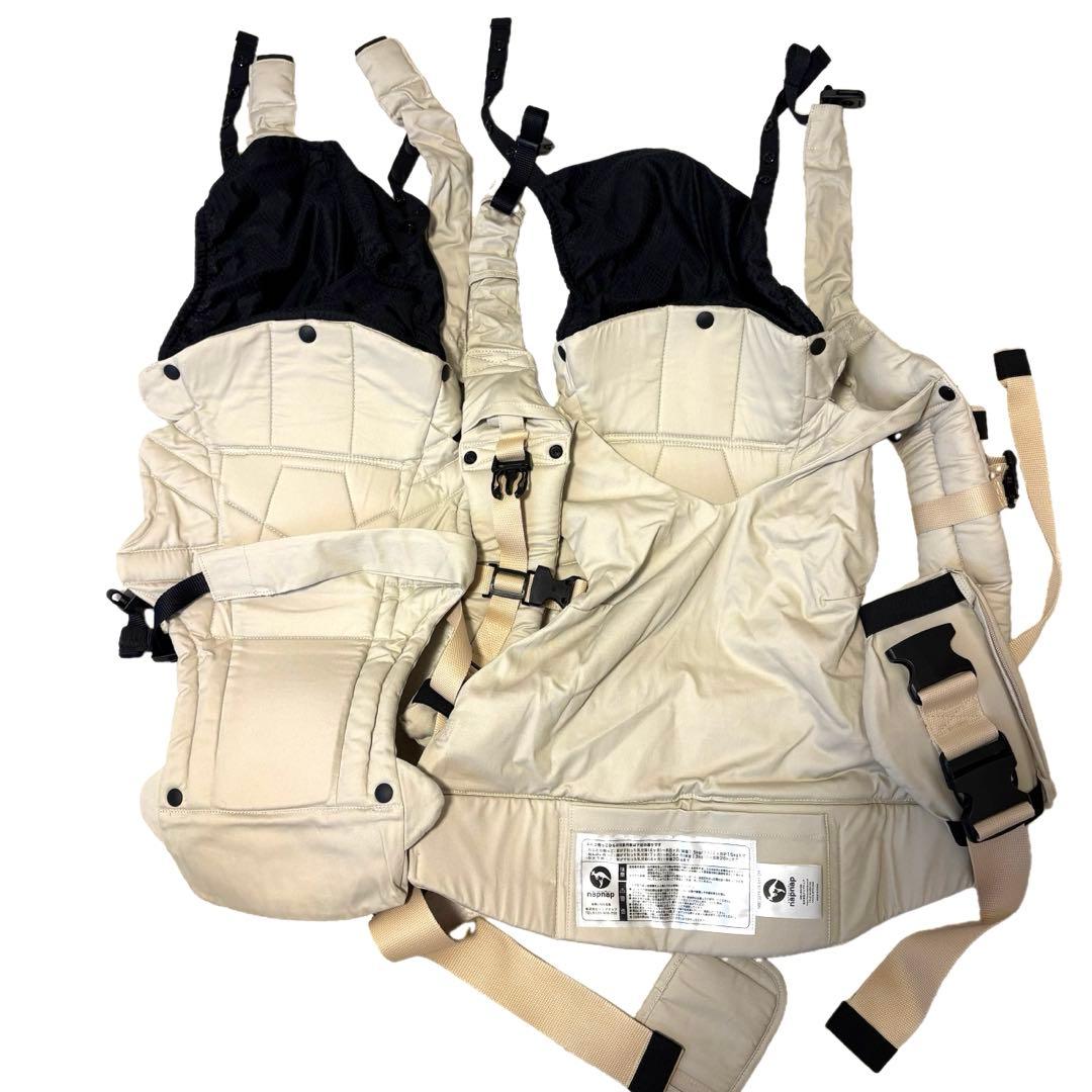 未使用級　napnap ふたご抱っこひも　ナップナップ　ベージュ　保存袋　箱