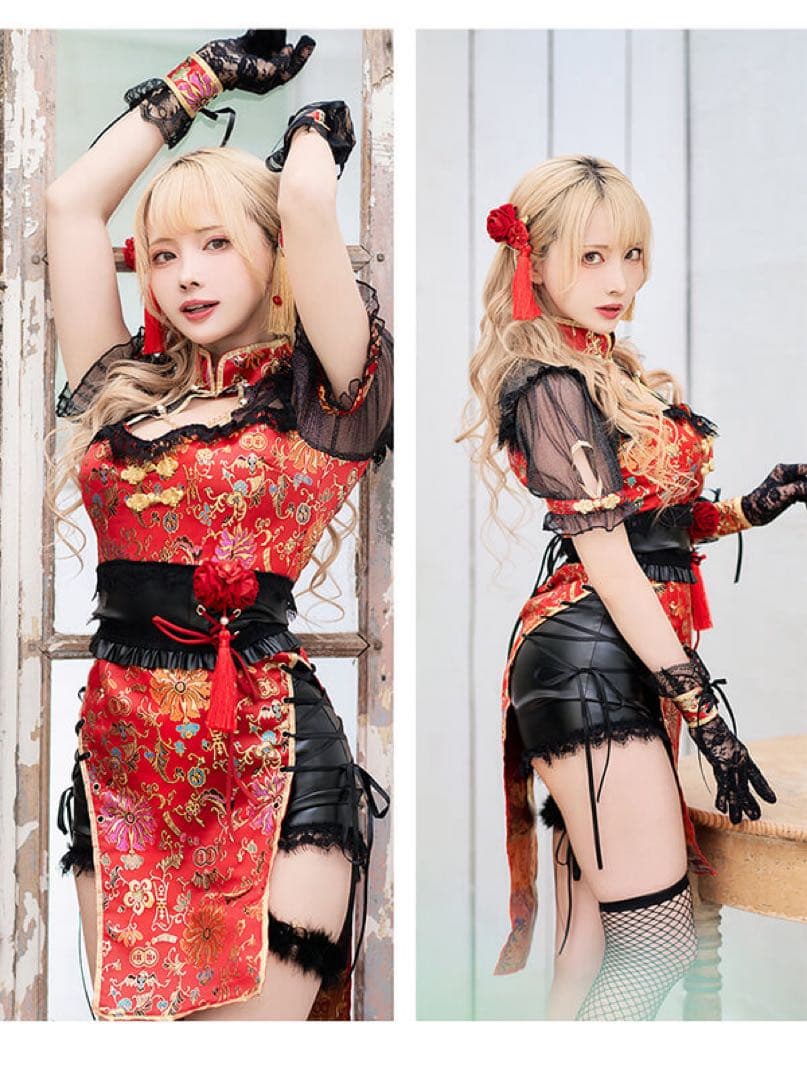 牡*丹様 レディローズディープスリットチャイナ　シスルコラボ マリームーン 10