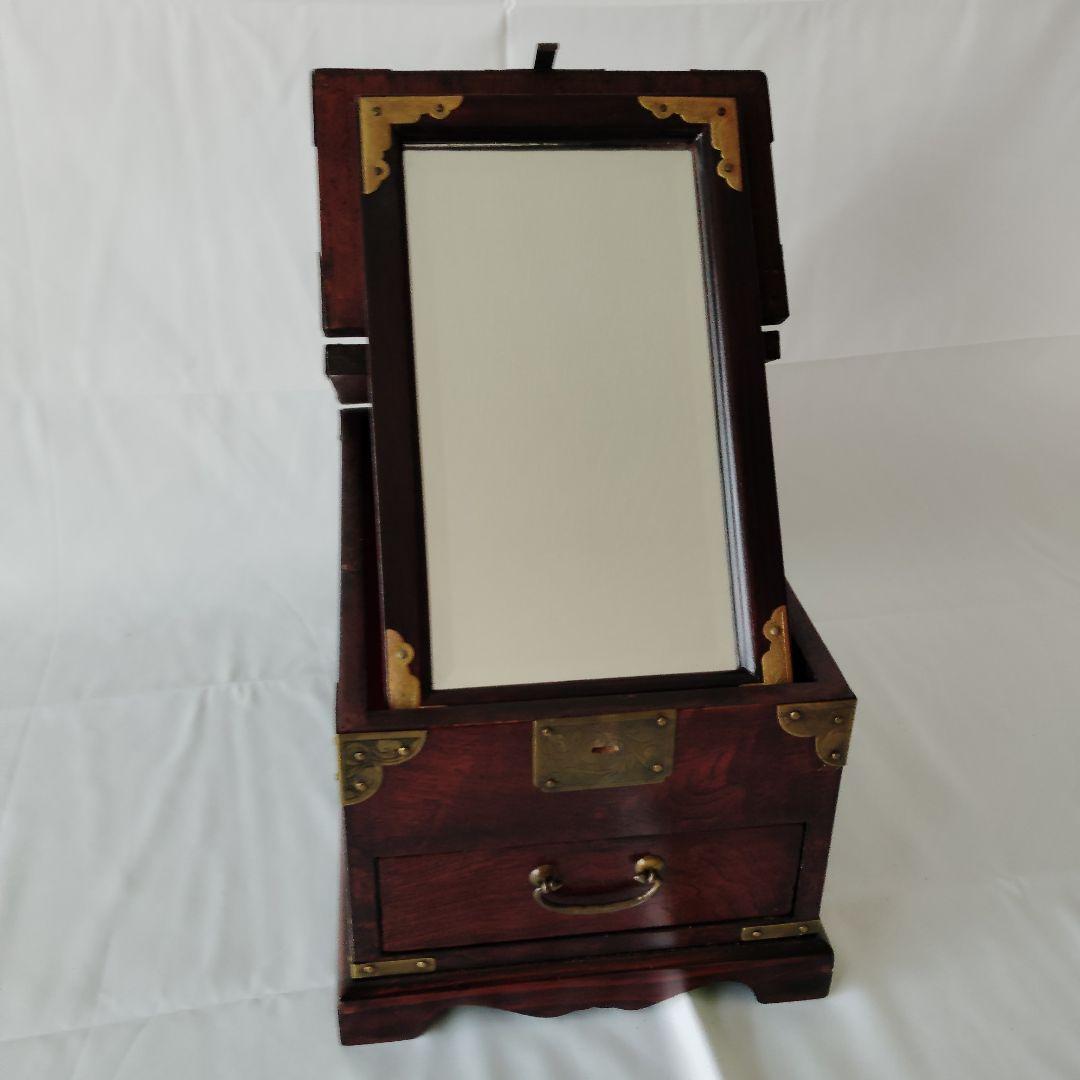 【美品】李朝家具　移動可能ドレッサー　朝鮮箪笥　鏡台 小物入れ　蝶板細工　貴重