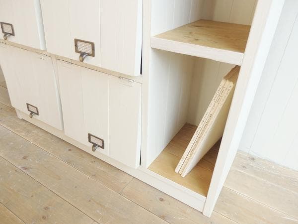 サイズ、デザインオーダー可！６パタパタ扉キャビネットシャビーホワイト●受注製作