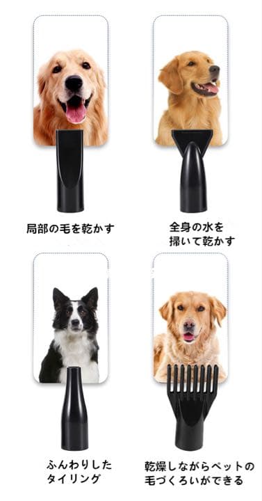 ペットドライヤー 大風量 速乾 家庭用 業務用 犬用 猫用 (ブルー)