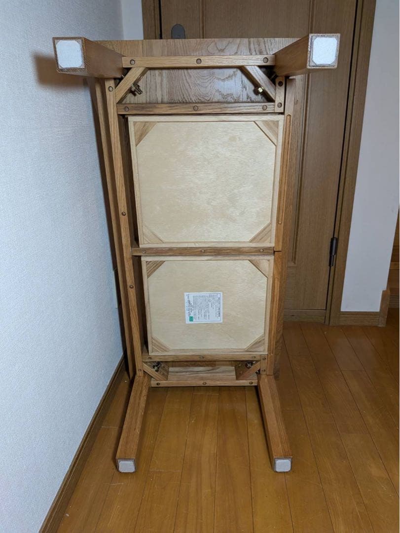 ■送料込■無印 無垢材木製ローテーブル オーク 引出し センター机デスク天然木