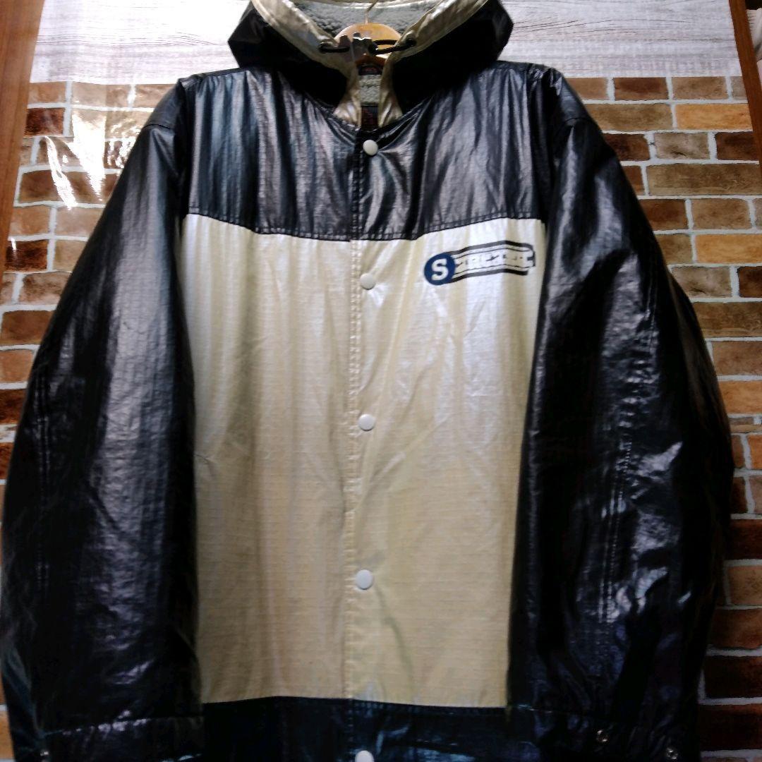 ❁サンタフェ·裏ボアコート・Ⓕオーバーサイズ黒×生成りベージュひび割れ模様加工★