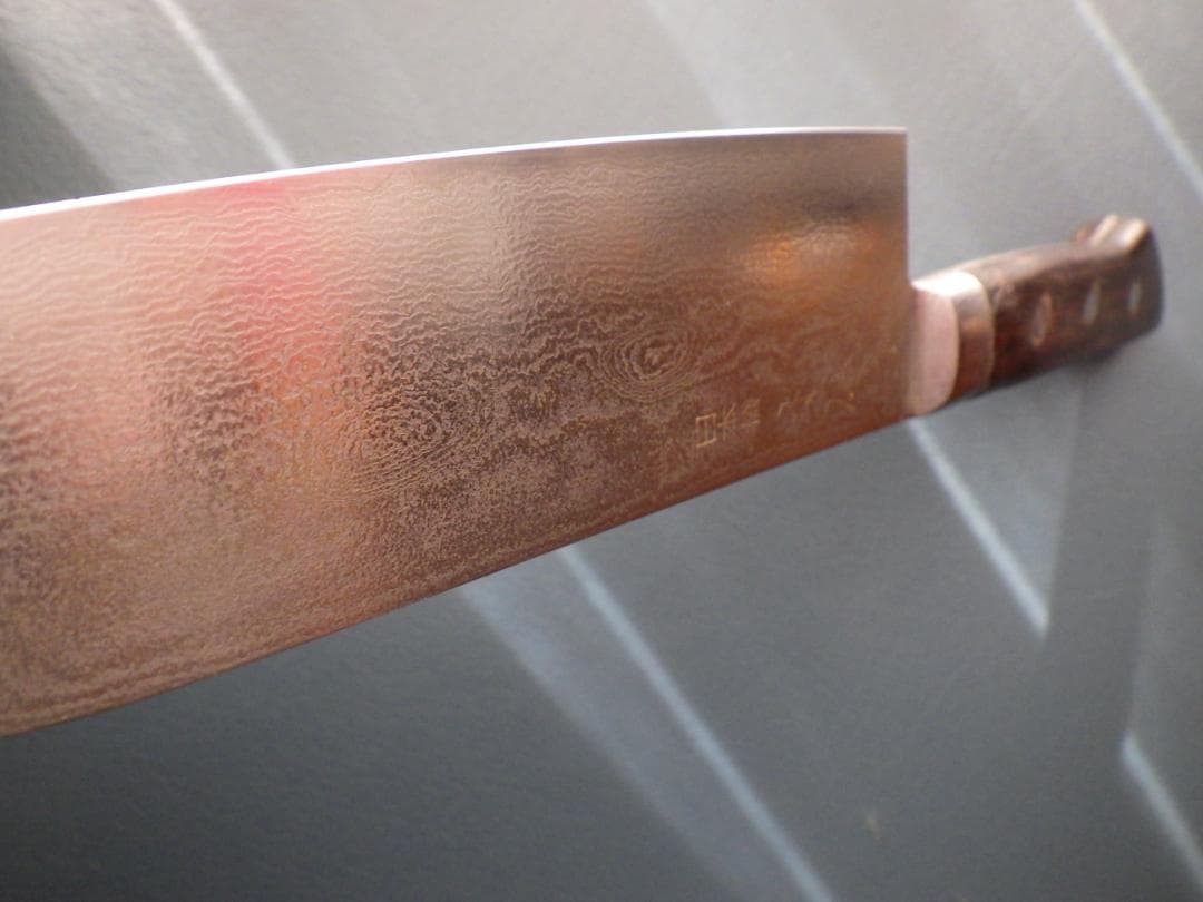 日本橋/木屋49層墨流スーパーゴールド粉末鋼包丁★黒檀柄★ダマスカス