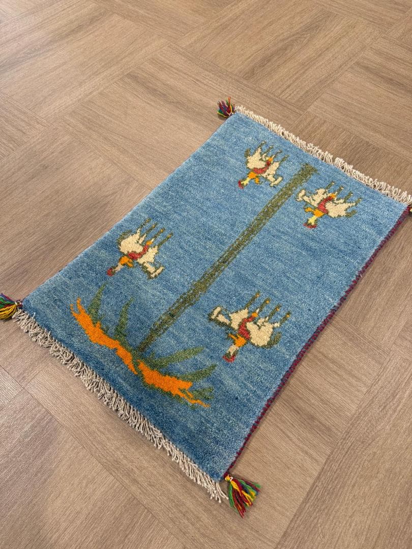 ギャッベ 75x57cm ペルシャ絨毯 手織り ギャベ 玄関マットラグ 絨毯