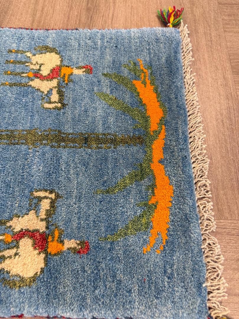 ギャッベ 75x57cm ペルシャ絨毯 手織り ギャベ 玄関マットラグ 絨毯