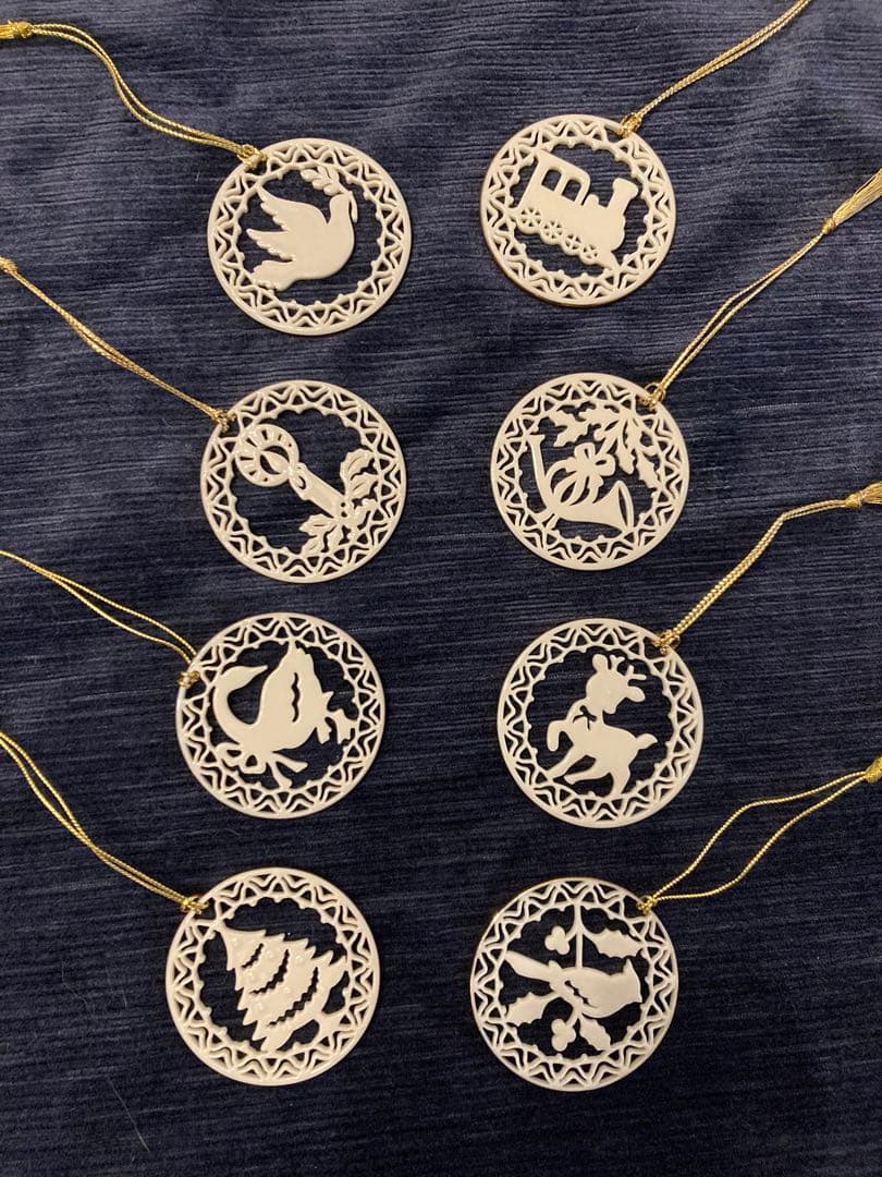 クリスマスの飾り 8個　オーナメント陶器　レノックス　LENOX　クリームウエア